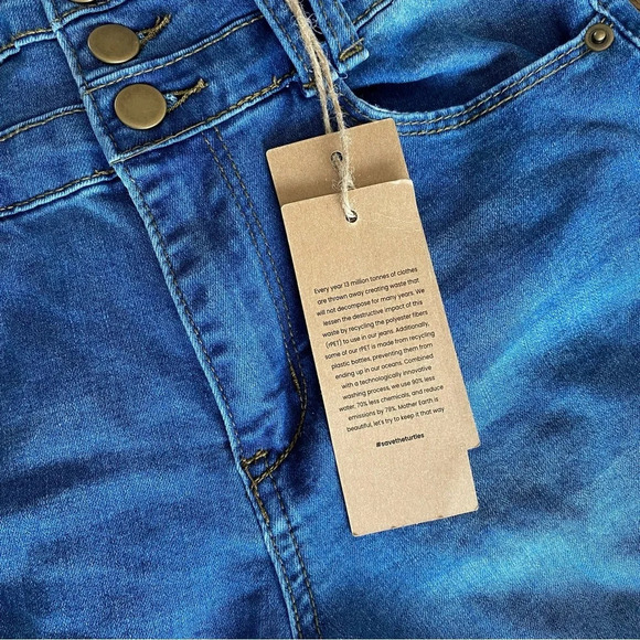 BLUE TURTLE Stacked Waist Slimming High Waist Skinny Jeans Medium Blue size 3 - Picture 7 of 12